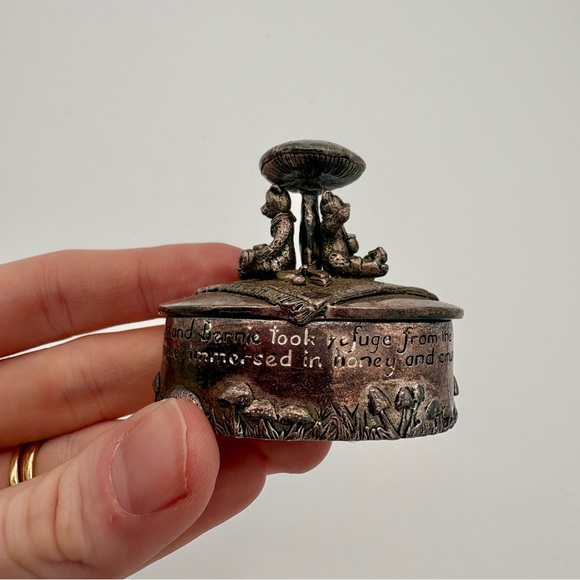 Silver Scenes Other - Silver Scenes Tiny Trinket Box Gift Box Teddy Bears Mushroom Vintage 90’s Silver
